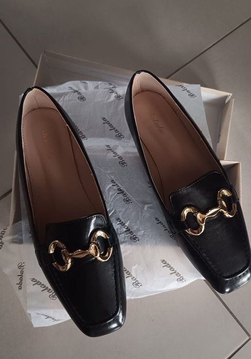 Mokasyny damskie czarne 41 rozmiar szeroka stopa