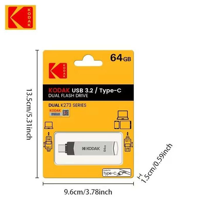 Pen Drive Kodak Dual Flash Drive K273 64GB USB-A / USB-C (3.2)