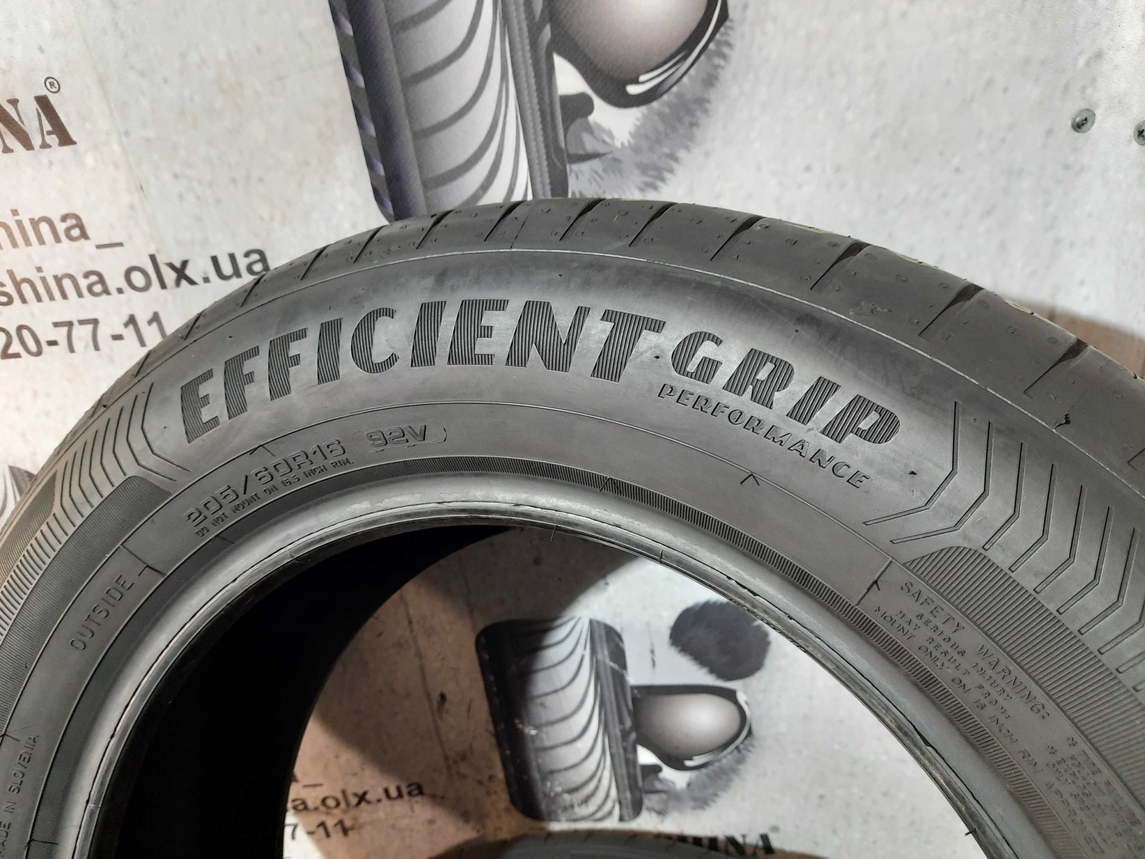 Шини 6,5мм 205/60 R16 GOODYEAR EfficientGrip Perfomance літо склад б/у