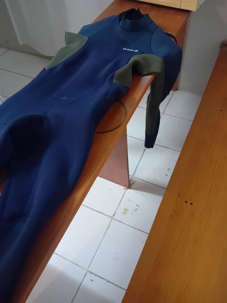 Fato de surf e mergulho p/ homem Olaian 500 neopreno   3/2  azul caqu