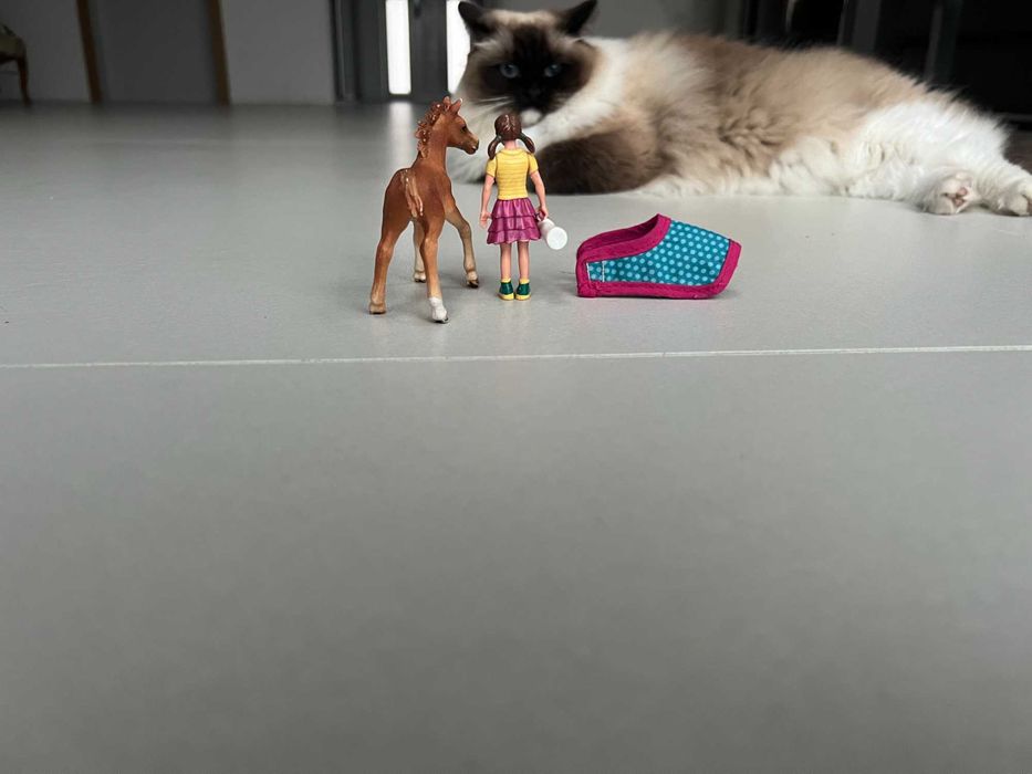 Schleich, zestaw źrebię z derką