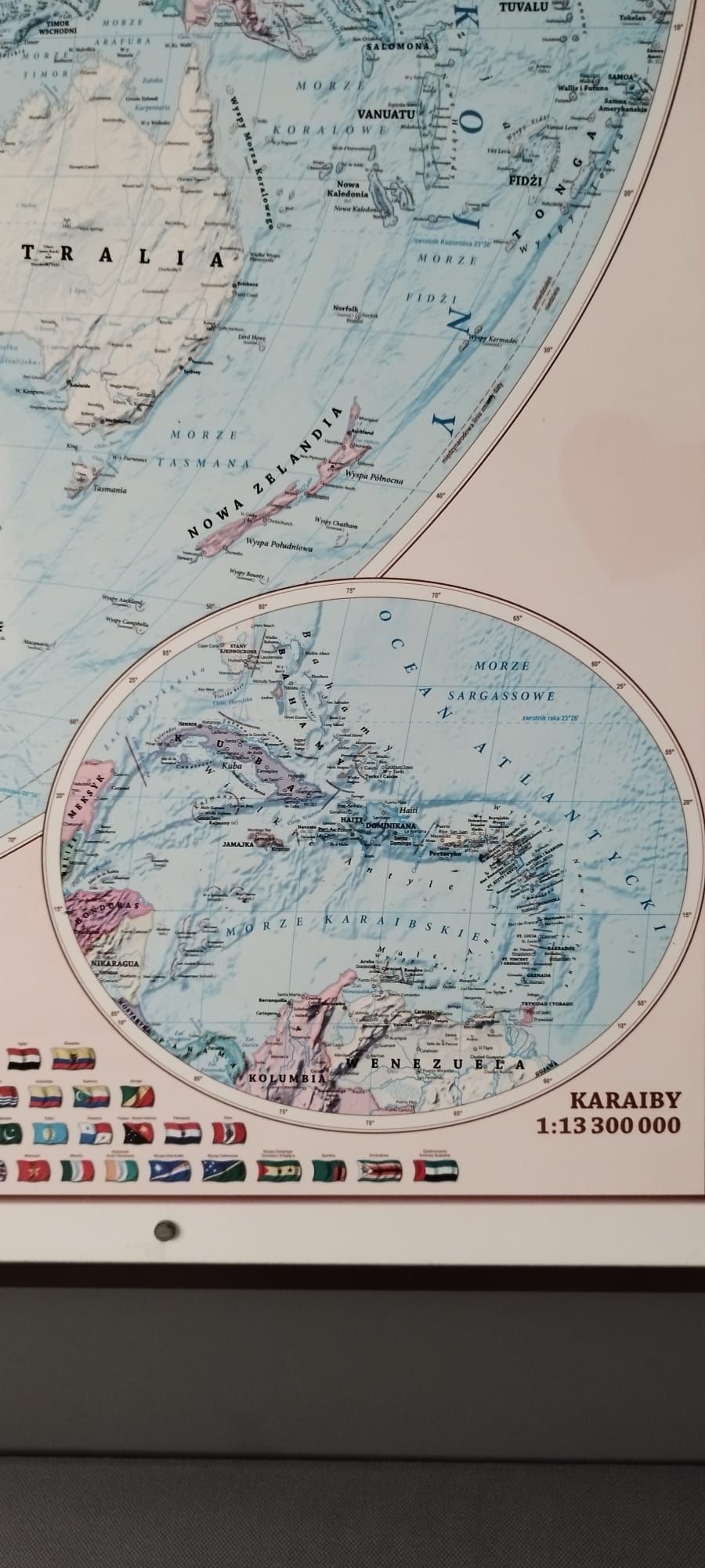 Mapa świata magnetyczna zmazywalna polityczna aluminiowa