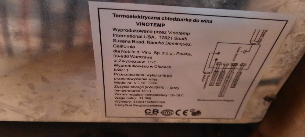 Vinotemp lodowka do wina