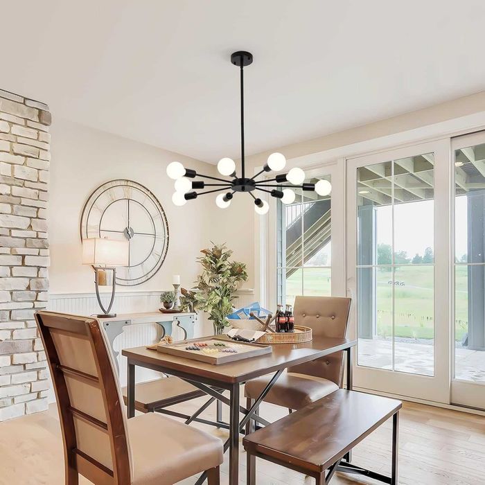 JIINOO Żyrandol sufitowy czarny 10xE27