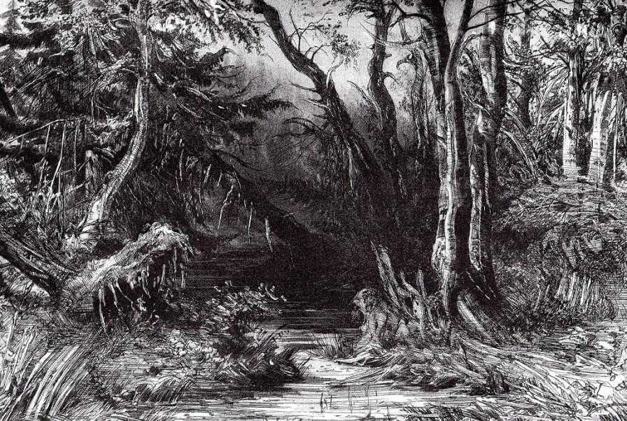 4 prace tworzące cykl pt."Puszcza"