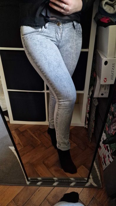 Spodnie rurki marmurkowe obcisłe dopasowane elastyczne rozciągliwe