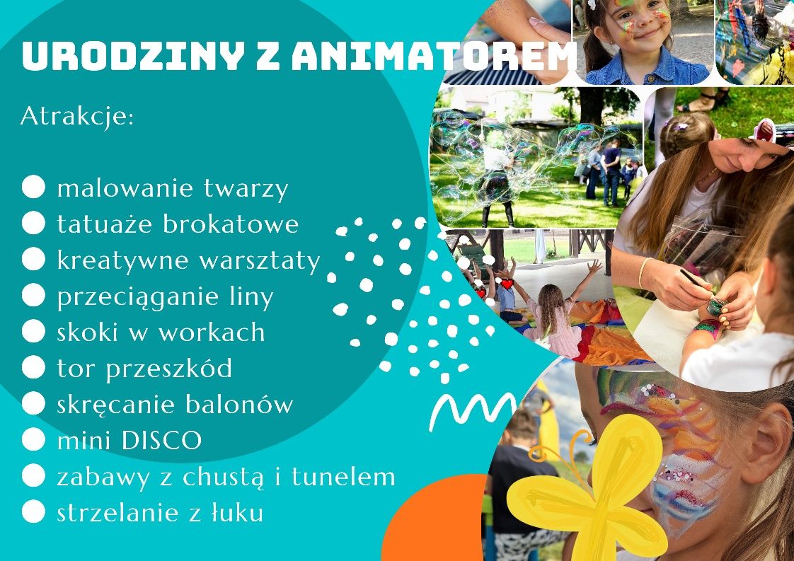 Animacje dla dzieci, od 400 pln/ 2h animatorka, dmuchaniec