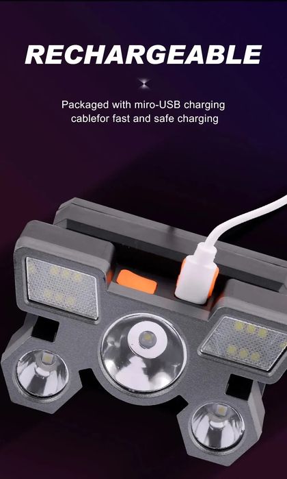 фонарь  налобный LED T501 silver