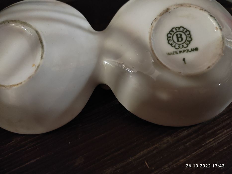 Przyprawnik bogucice podstawka porcelana sygnatura prl vintage B