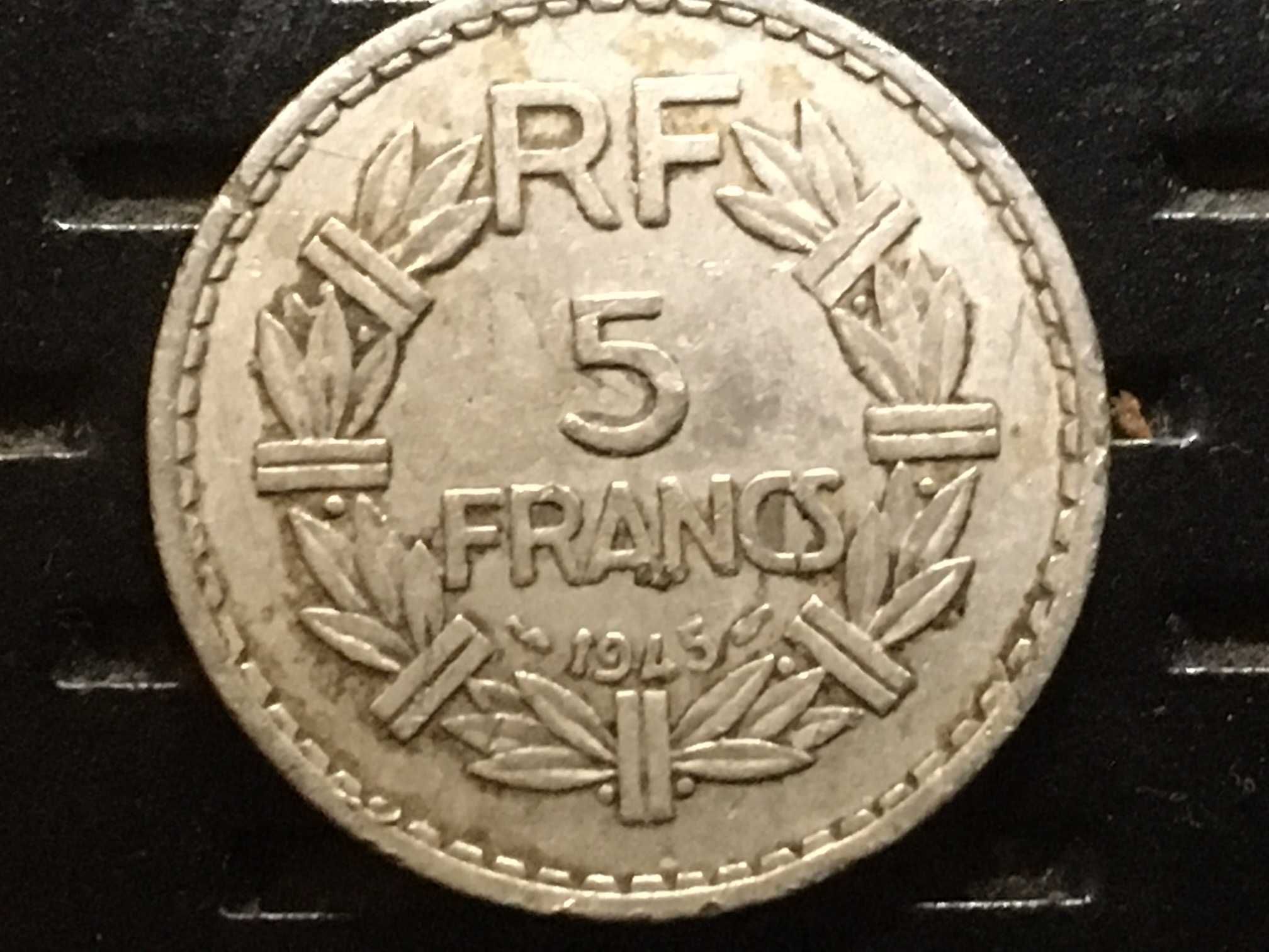 Moeda de 5 Francos Lavrillier 1945 (Alumin) novo preço