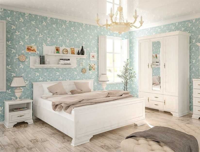 БІЛА Спальня Шафа тумби ліжко з ламелями  шкаф кровать