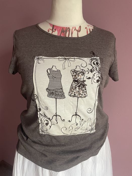 Tshirt basic brąz z aplikacją 42/44/46