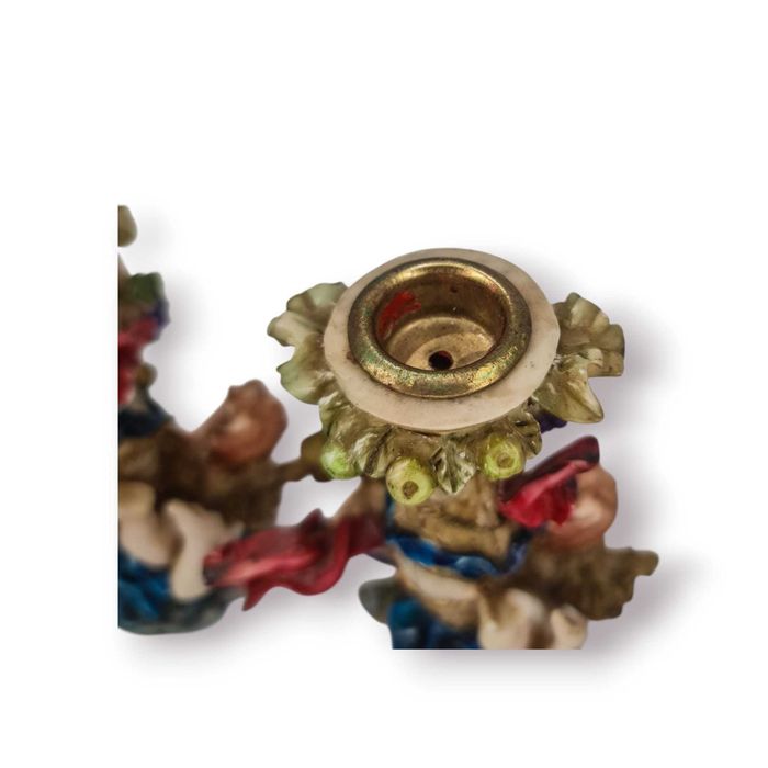 Par Castiçais Barrocos com Querubins – Pintados à Mão