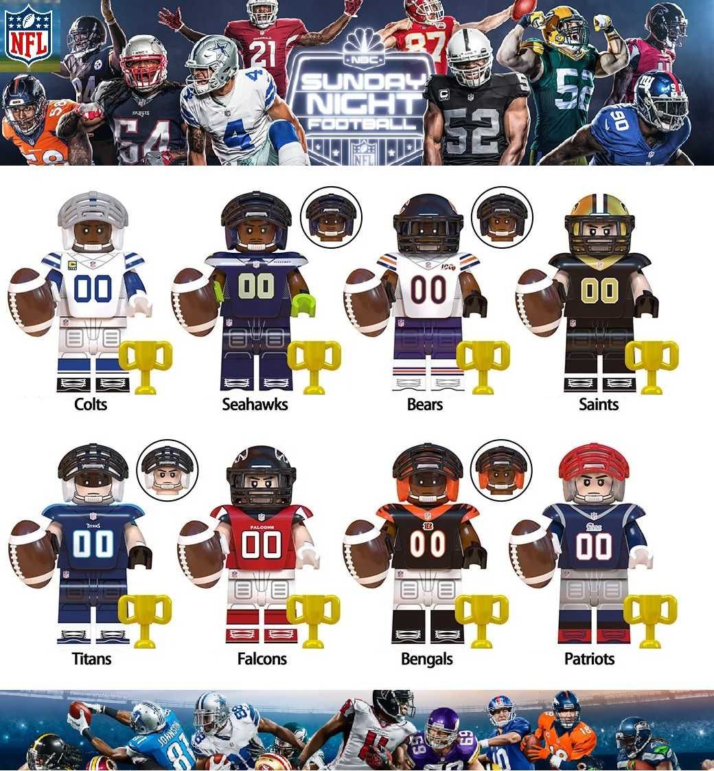 Bonecos minifiguras de Futebol Americano nº2 (compatíveis com lego)