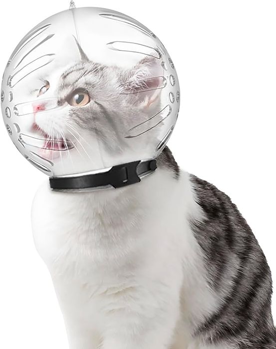 Kask dla kota zapobiegający gryzieniu i lizaniu  M MioCloth Przezroczy