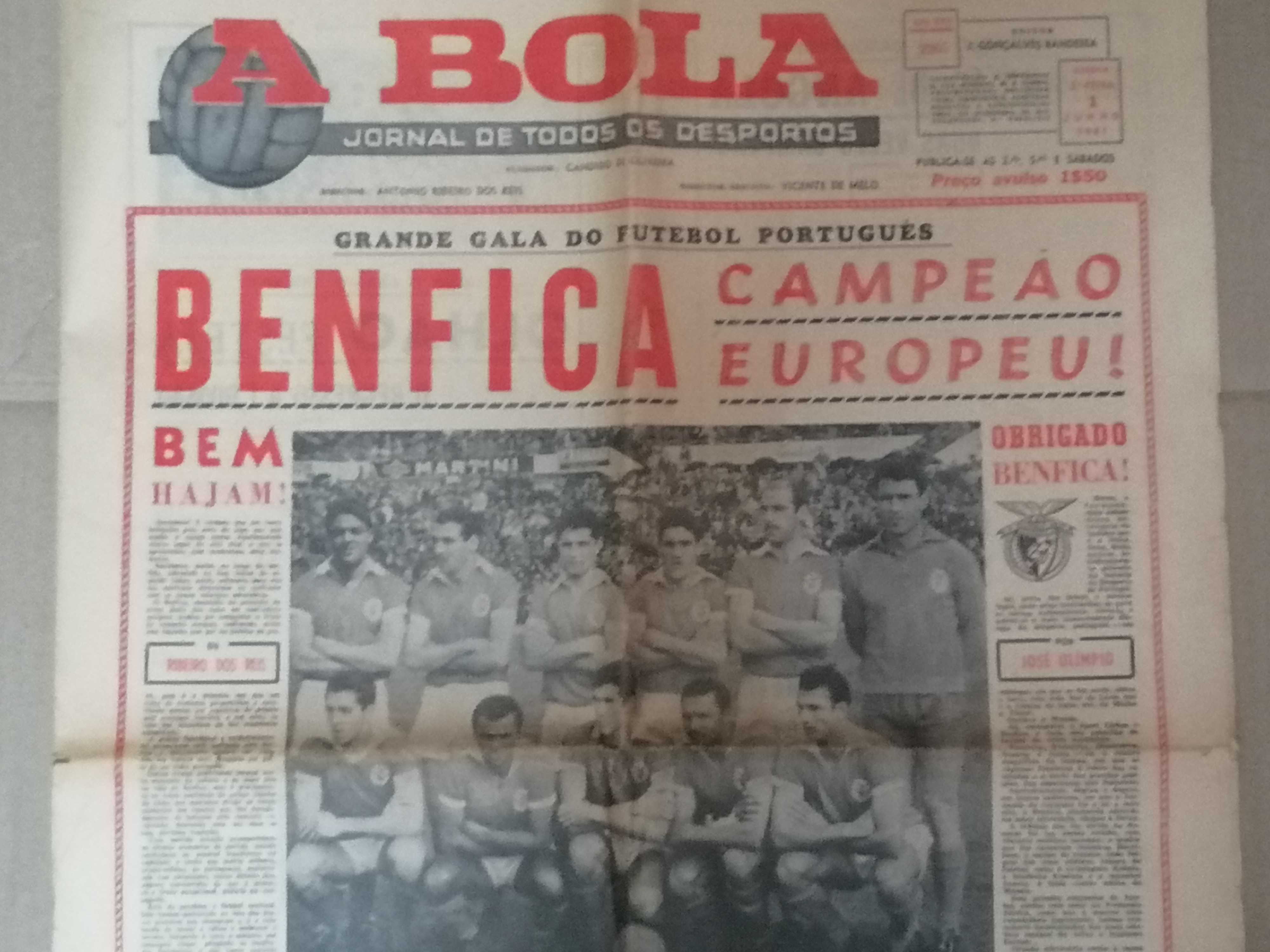 Histórico! BENFICA Campeão da Europa 1960/1961  Jornal A Bola COMPLETO