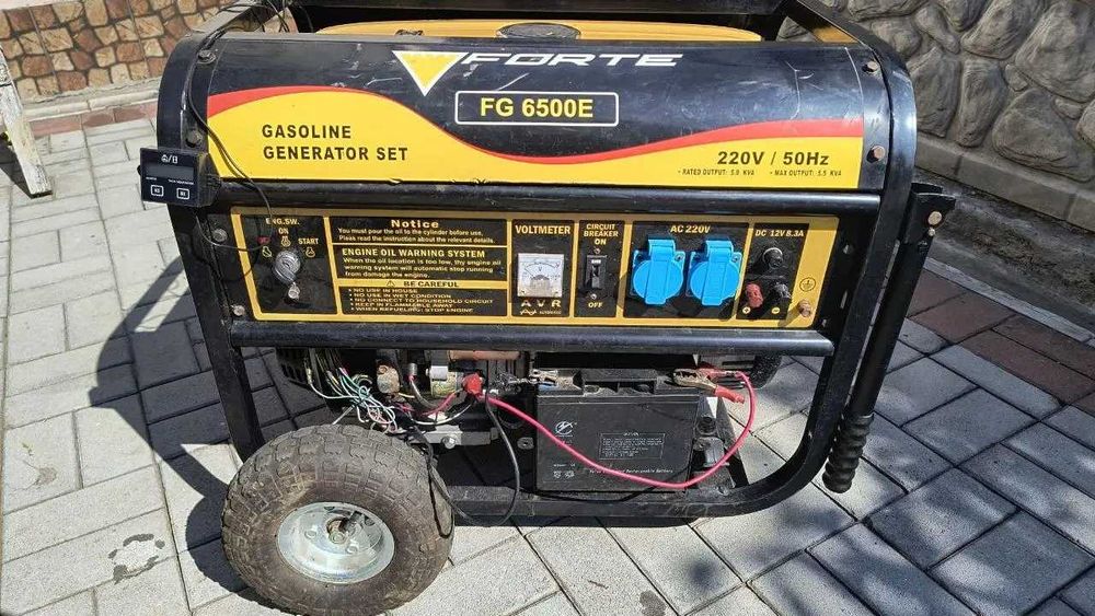Генератор Forte FG6500E 6 kWt газ/бензин, електростартер, 100% мідь.