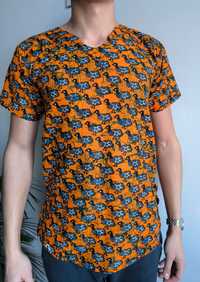Koszulka pomarańczowa afrykańska T-shirt Pole Pole Africa handmade