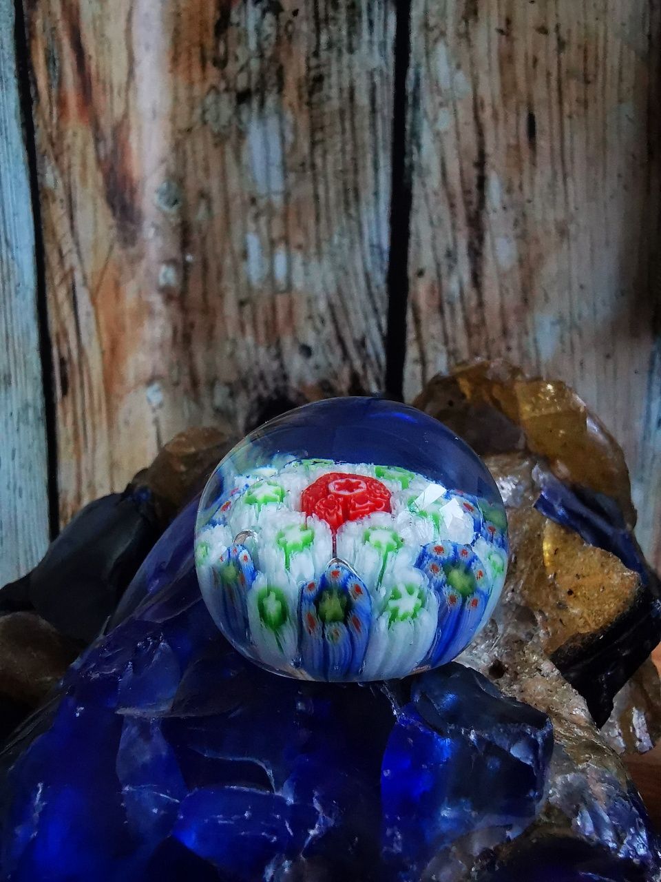 Przycisk do papieru, Murano Glass Millefiori, Włochy, UNIKAT