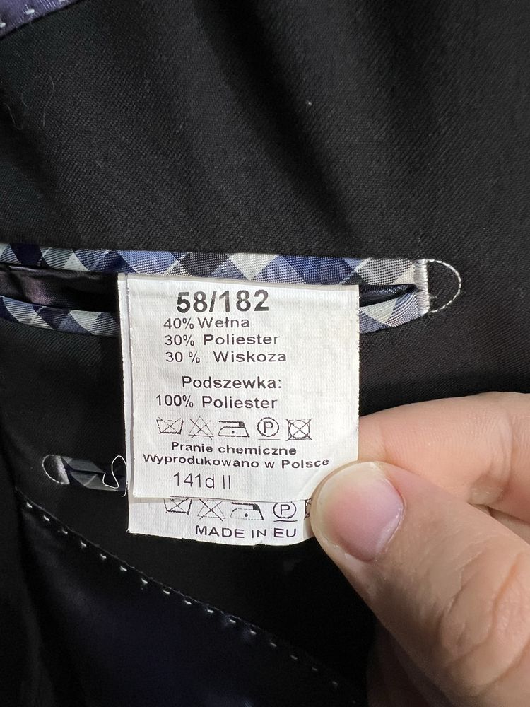 Impis czarny męski garnitur rozmiar 58/182