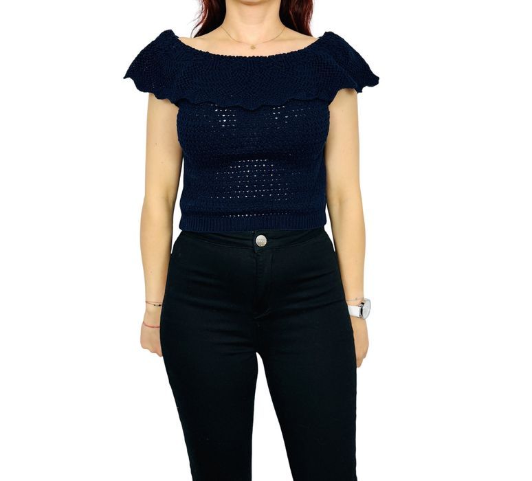 Ażurowa bluzka z falbaną hiszpanką S 36