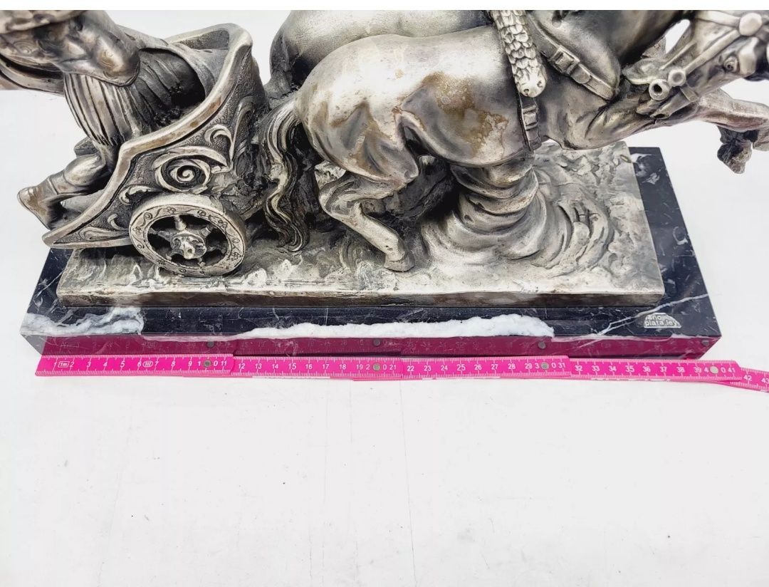 GLADIATOR Rzymski Posąg Rydwanu konnego Posrebrzany waga 9.9kg SPRAWDŹ