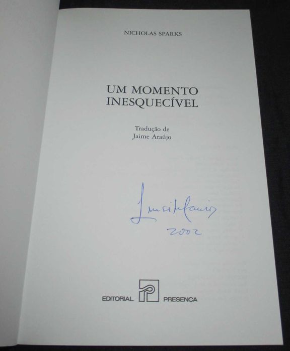 Livro Um Momento inesquecível Nicholas Sparks Presença