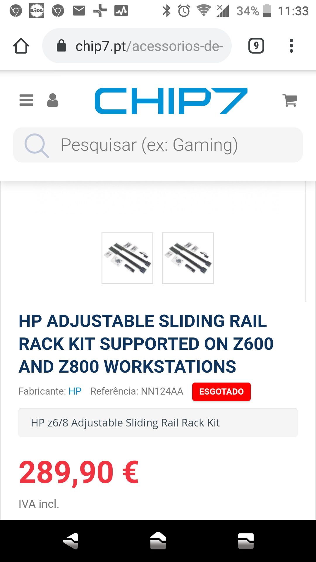2x HP Kit Rack mount slide z600 z800