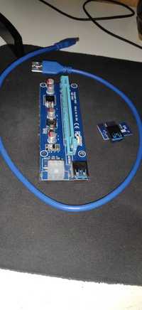 Адаптер-райзер PCI-E x1 to 16x to 6Pin ver.006С