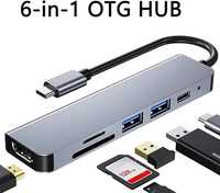 USB hub разветвитель 6 в 1 Type-C (HDMI 4K/PD/TF/SD/USB)