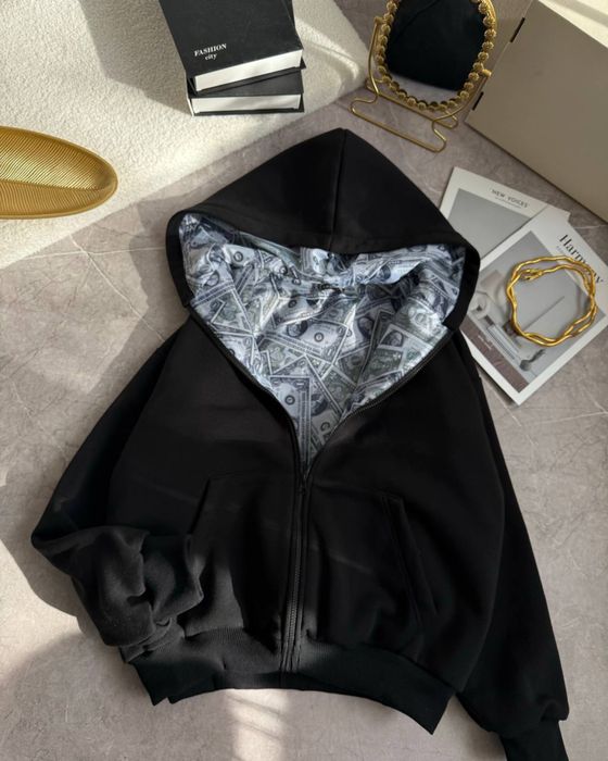 Жіноча худі зіп з баксами доларами