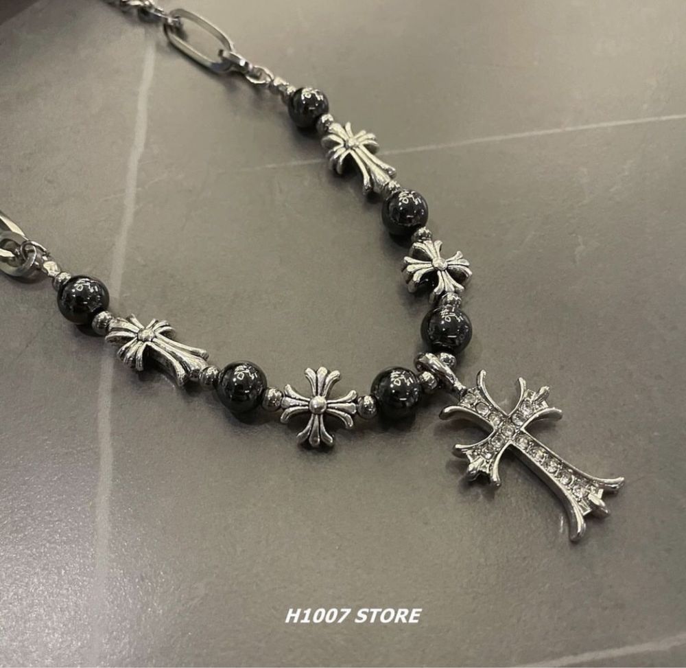 Ожерелье унисекс с крестом в стиле chrome hearts y2k готика