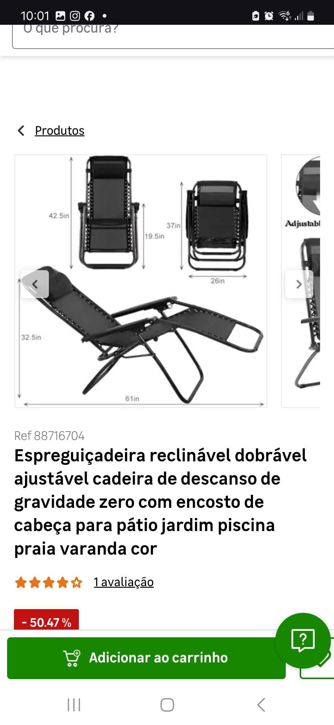 Cadeira espreguiçadeira - Praia Piscina Jardim ou dentro de casa