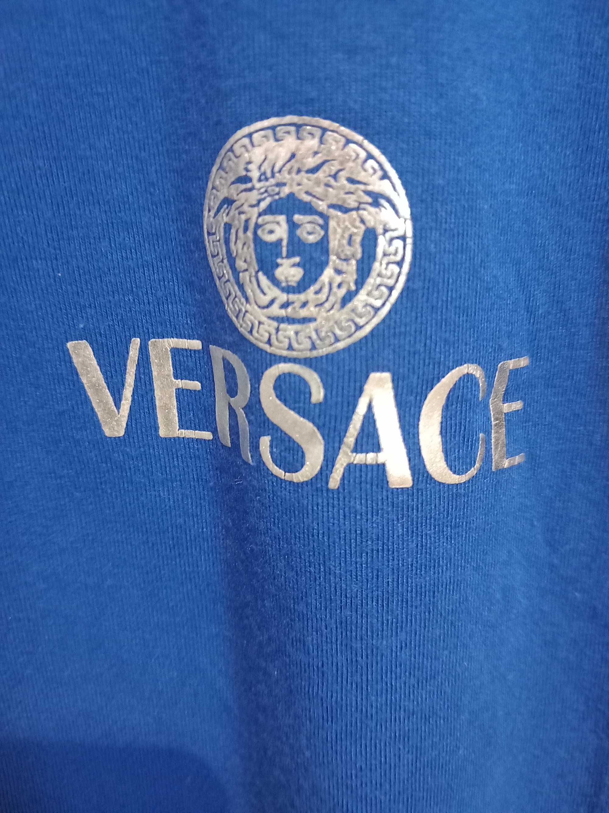 Granatowa bluzka koszulka t-shirt, krótki rękaw, Versace Jeans Couture