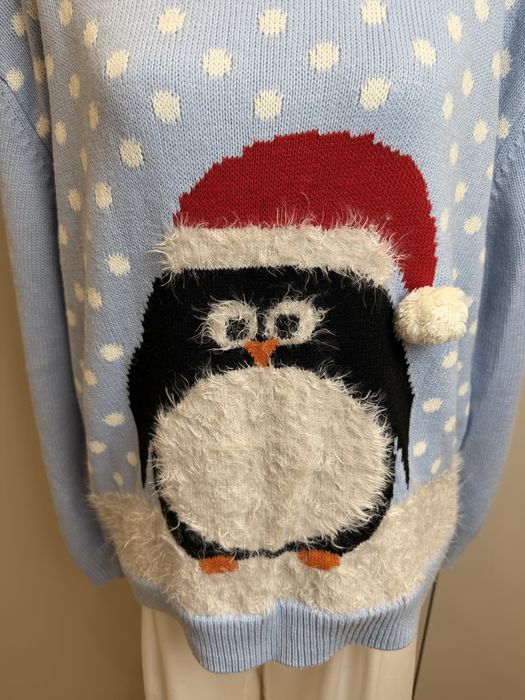Sweter świąteczny z pingwinkiem święta mikołajki boże narodzenie