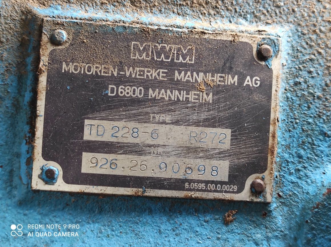 Silnik mwm 6 cyl Turbo TD 228-6 R272 Renault 155.54