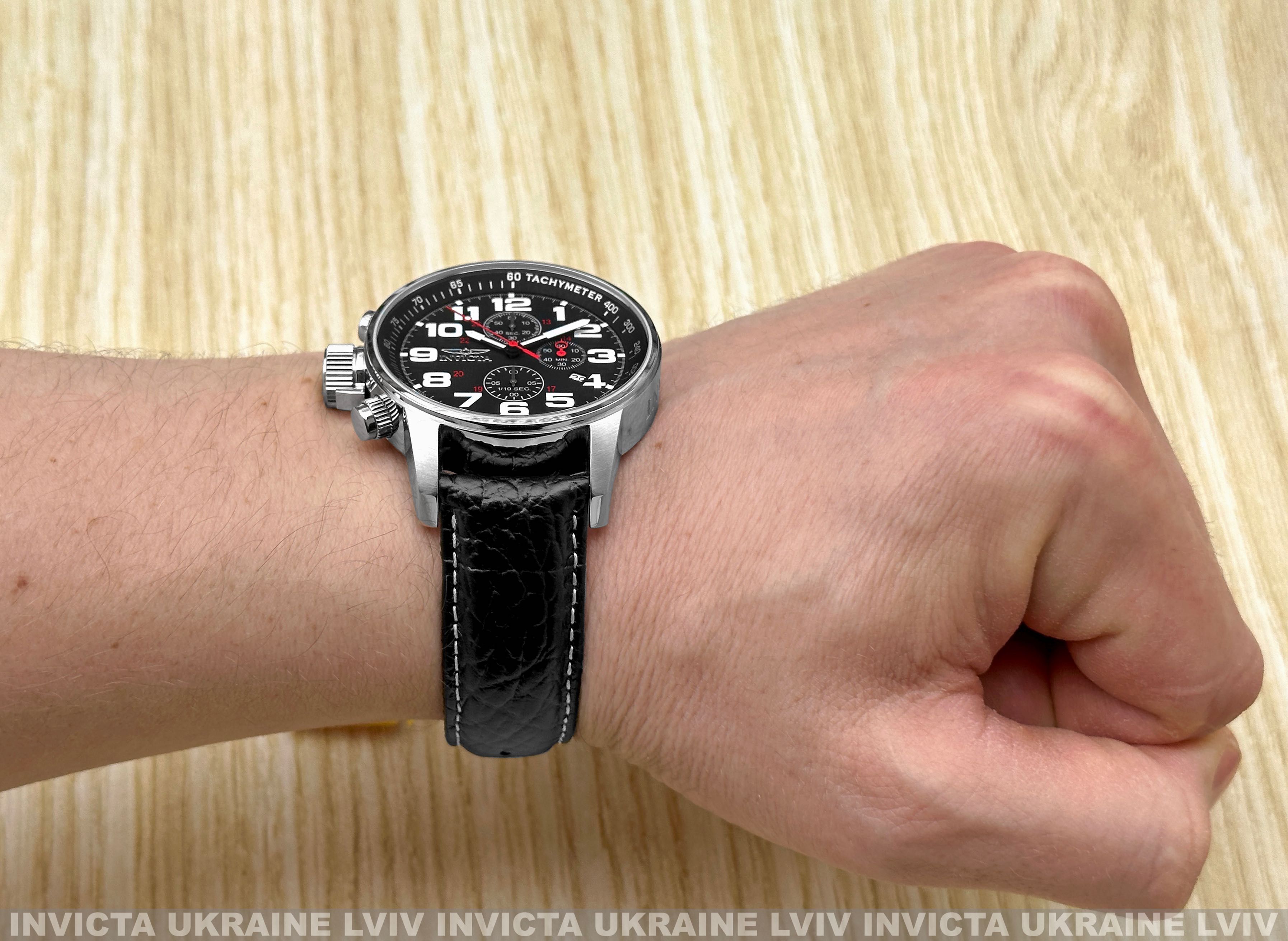 Мужские часы Invicta 2770 Aviator I - Force Black Leather 46 mm.