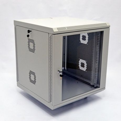 Серверный, коммутационный шкаф, настенный 12U-600x450 (стекло) серый