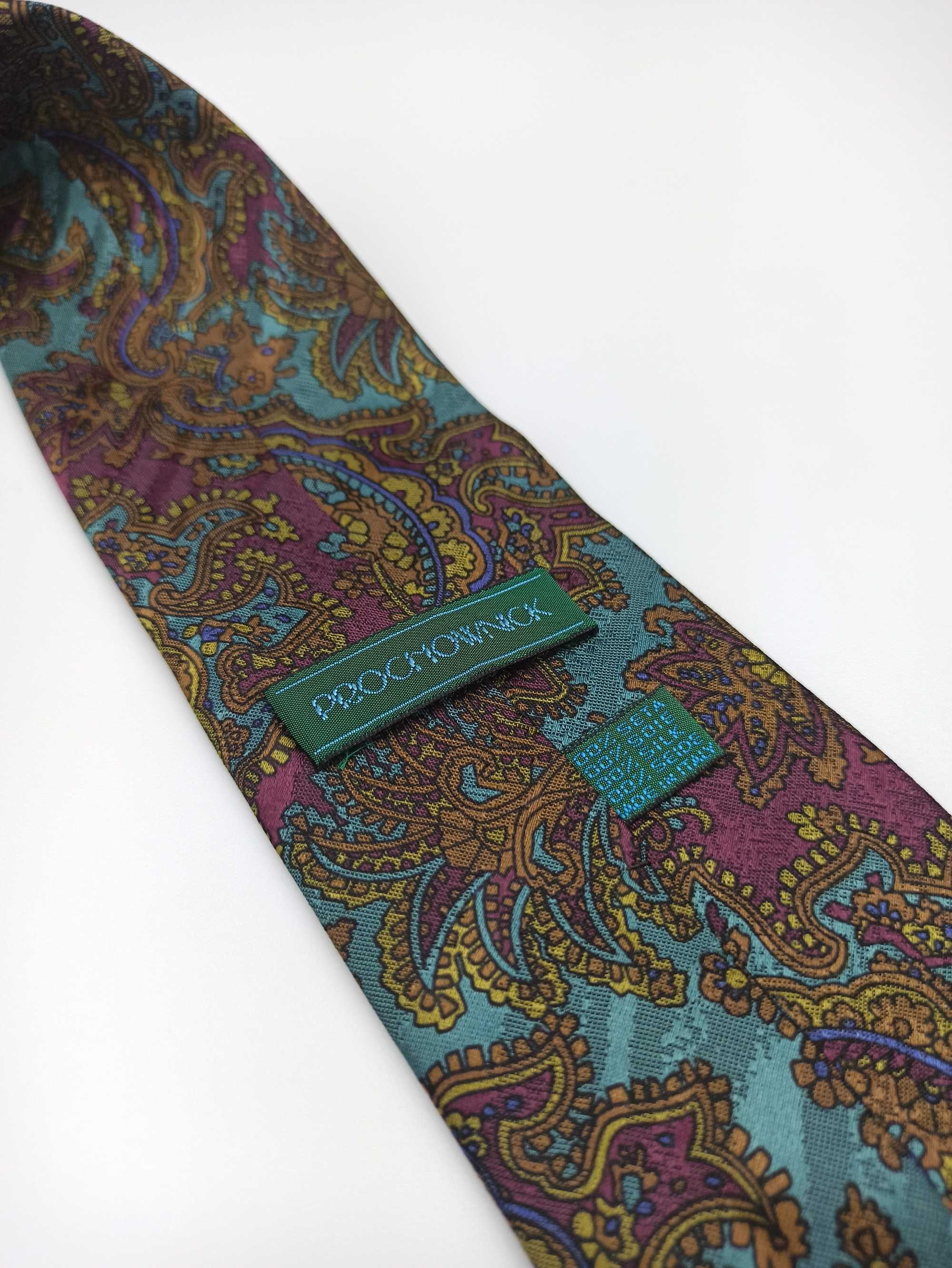 Prochownick niebieski bordowy jedwabny krawat paisley wks399