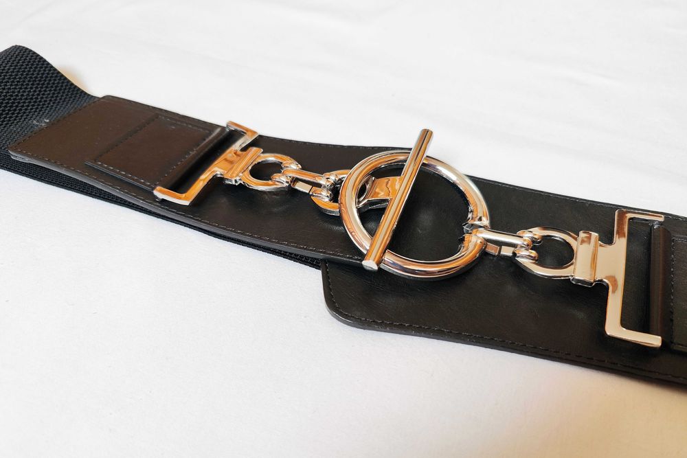 Skórzany Pasek Damski - Szer 9 cm, Dł 100 cm - Rozciągany. Nowy