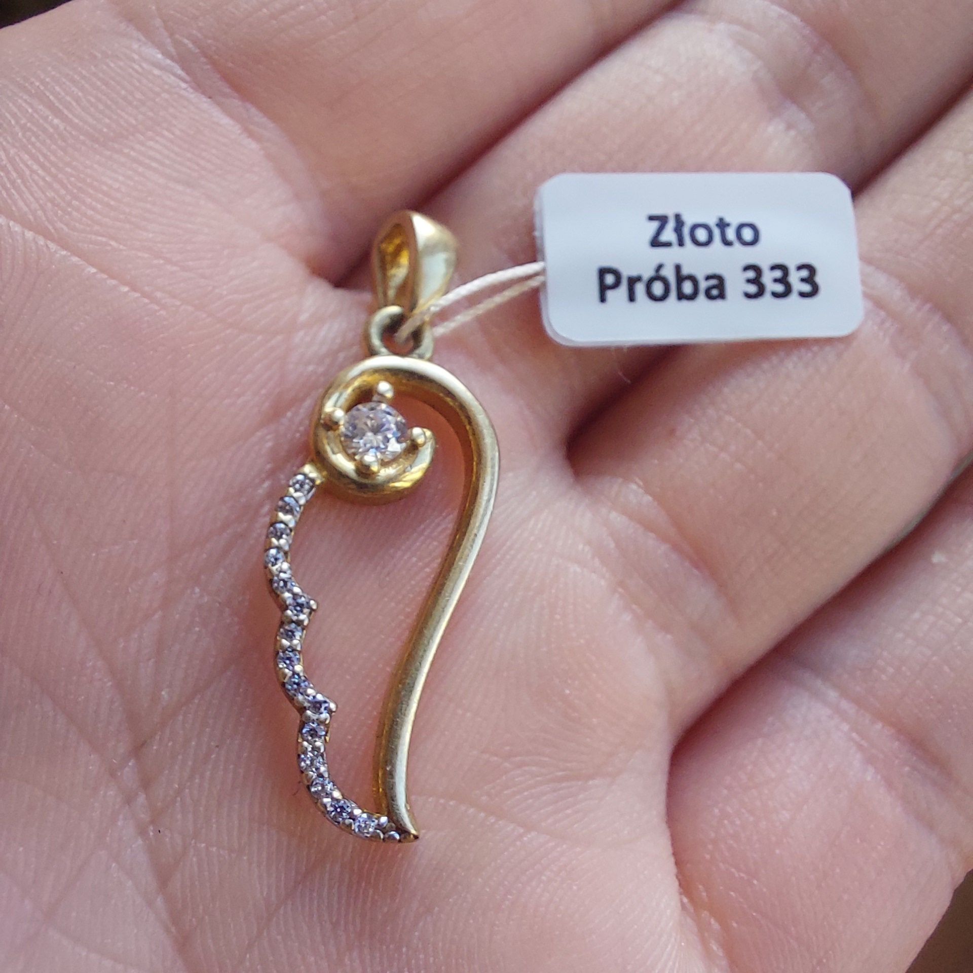 Nowa złota zawieszka próba 333 8k skrzydło skrzydełko wisiorek cyrkoni