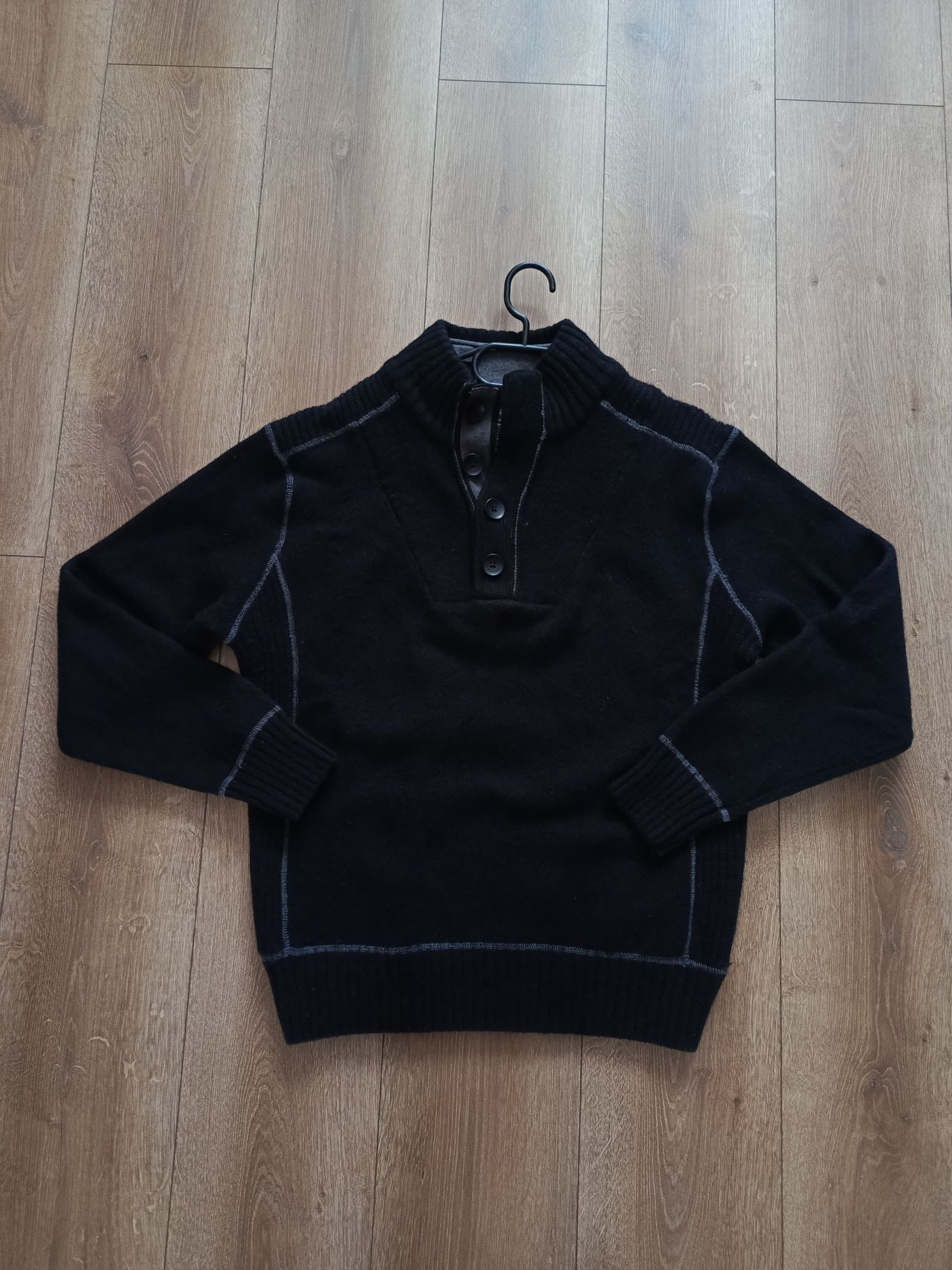 Czarny sweter męski z wełny, elegancki  L Next