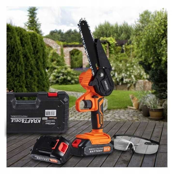 MINI piła łańcuchowa akumulatorowa pilarka 6" 2x AKU Li-ion WALIZKA