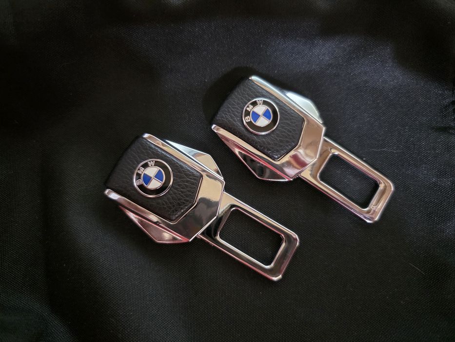 2 шт Заглушки ремня безопасности металл BMW цинк.сплав + кожа
