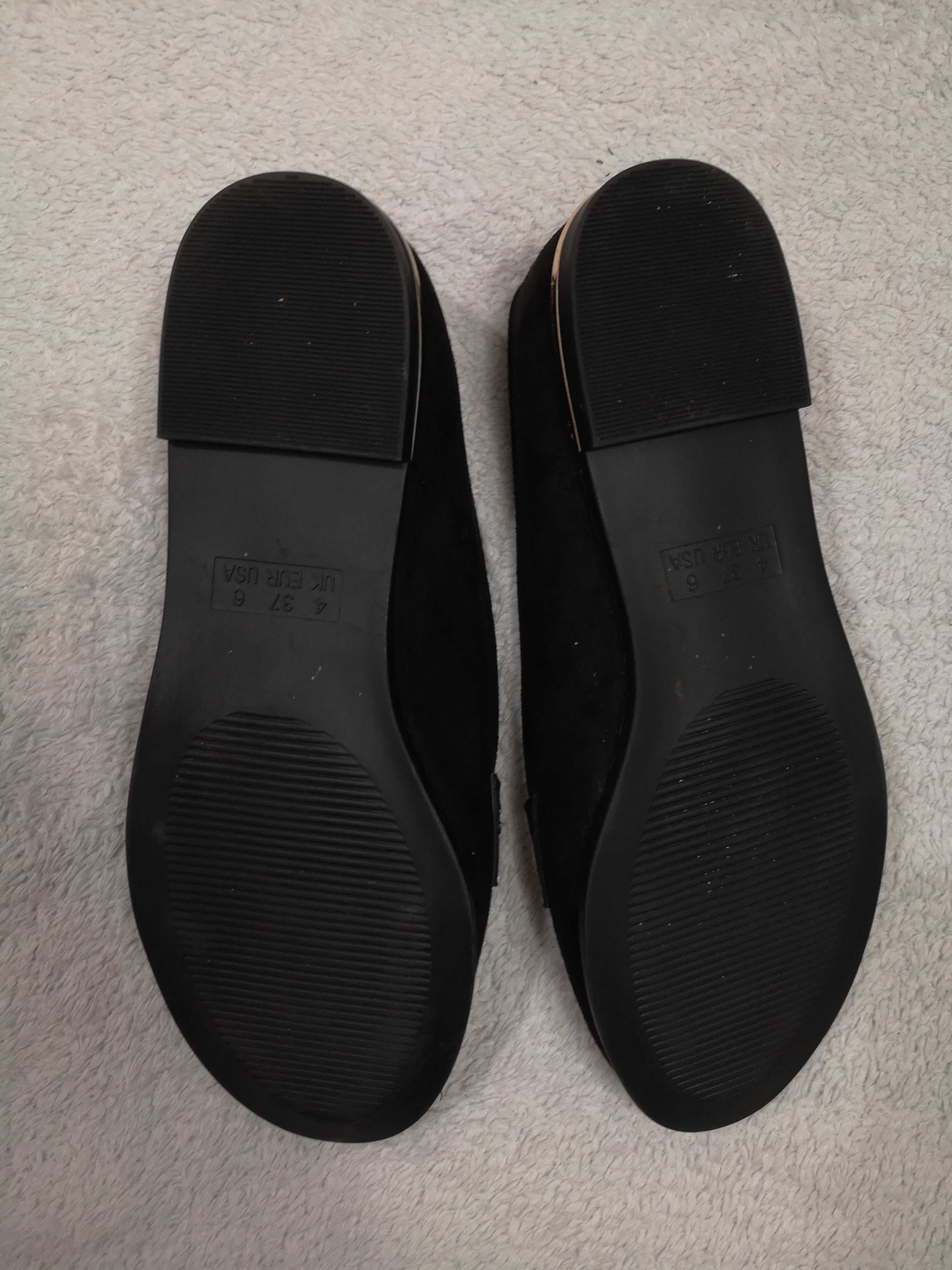 Czarne zamszowe eleganckie buty mokasyny Primark Wide Fit 37 jak nowe