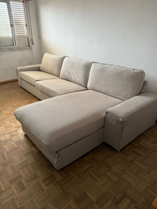 KIVIK sofá IKEA 3 lugares com chaise longue cinza claro