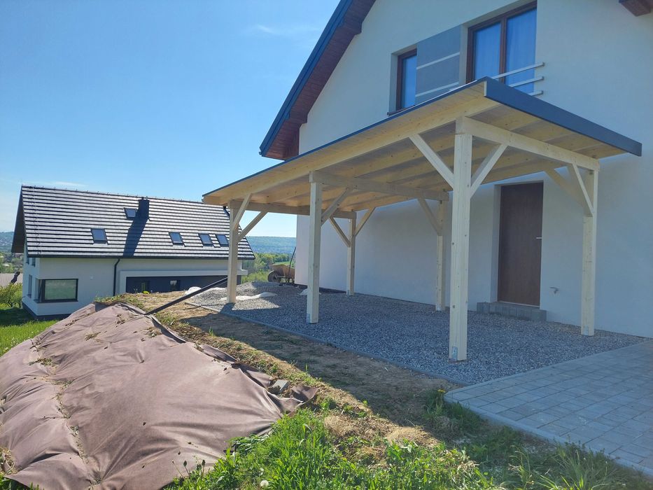 Zadaszenie Wiata Taras 3.5x7 (dach PCV lub gont )Dostępne inne wymiary