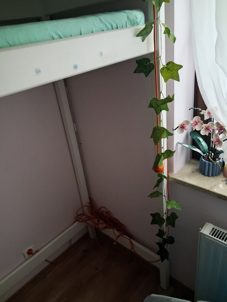 Łóżko dla dziecka Łukasz Plus piętrowe białe lite drewno 200x70