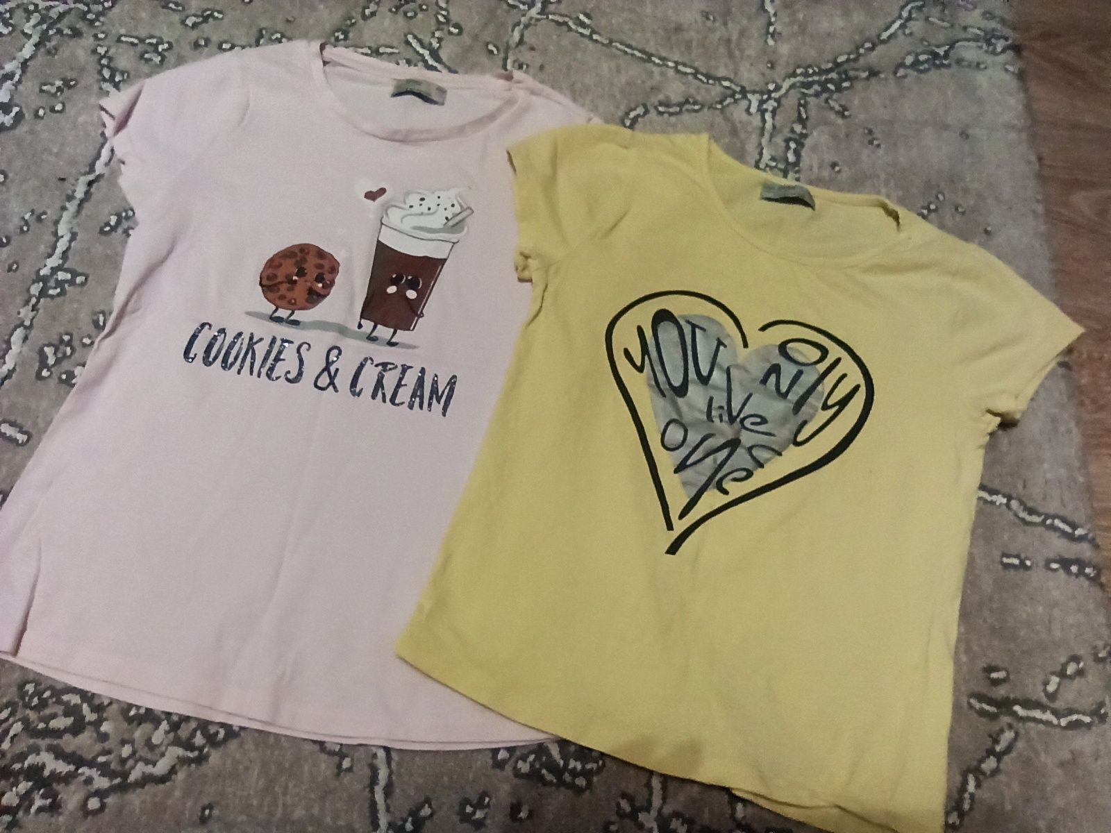 Продам 2 футболки glo-story р.140 для дівчинку (жовта і рожева) ціна з