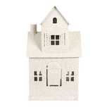 Lampion metalowy domek beżowy h31cm.  6Y5933
